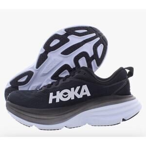 Hoka One One Bondi 8 Women’s 8.5B Shoes Black White Running Sneakers 112795